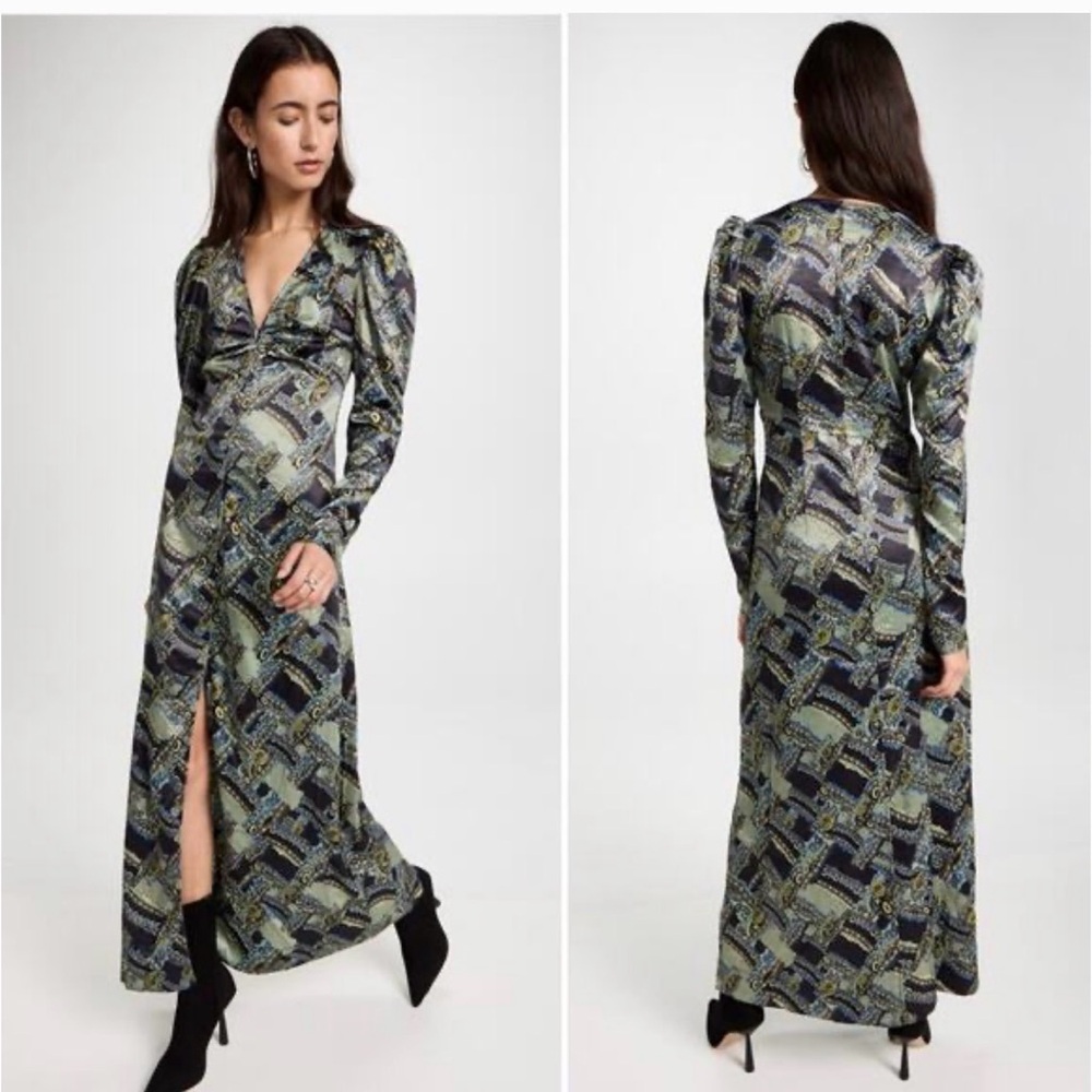 Ganni Multicolor Paisley V-Neck Dress